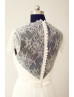 Beaded Ivory Lace Pleated Chiffon See Through Back Wedding Dress